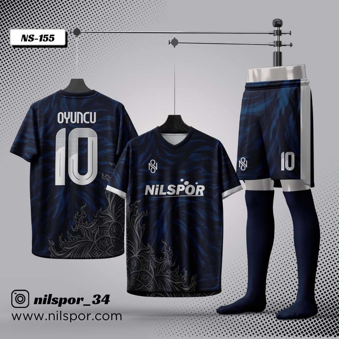 Lacivert mavi futbol forması yaptırma için özel desenli Nilspor forma takımı
