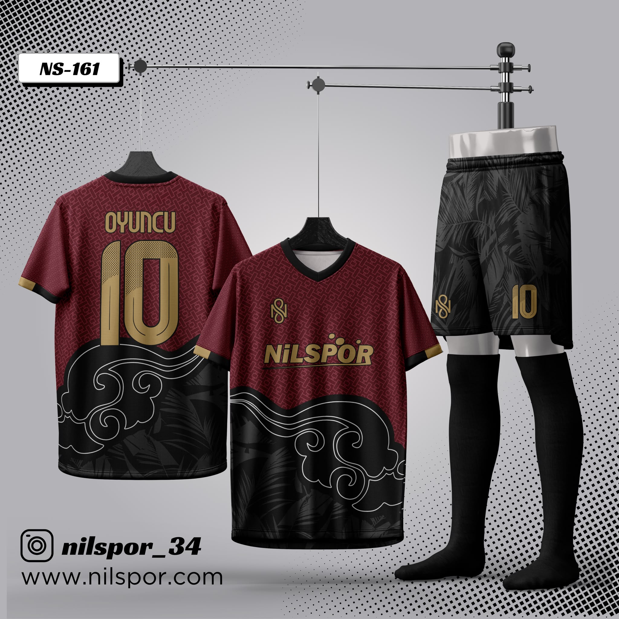 Bordo siyah gold özel tasarım futbol forması – Nilspor