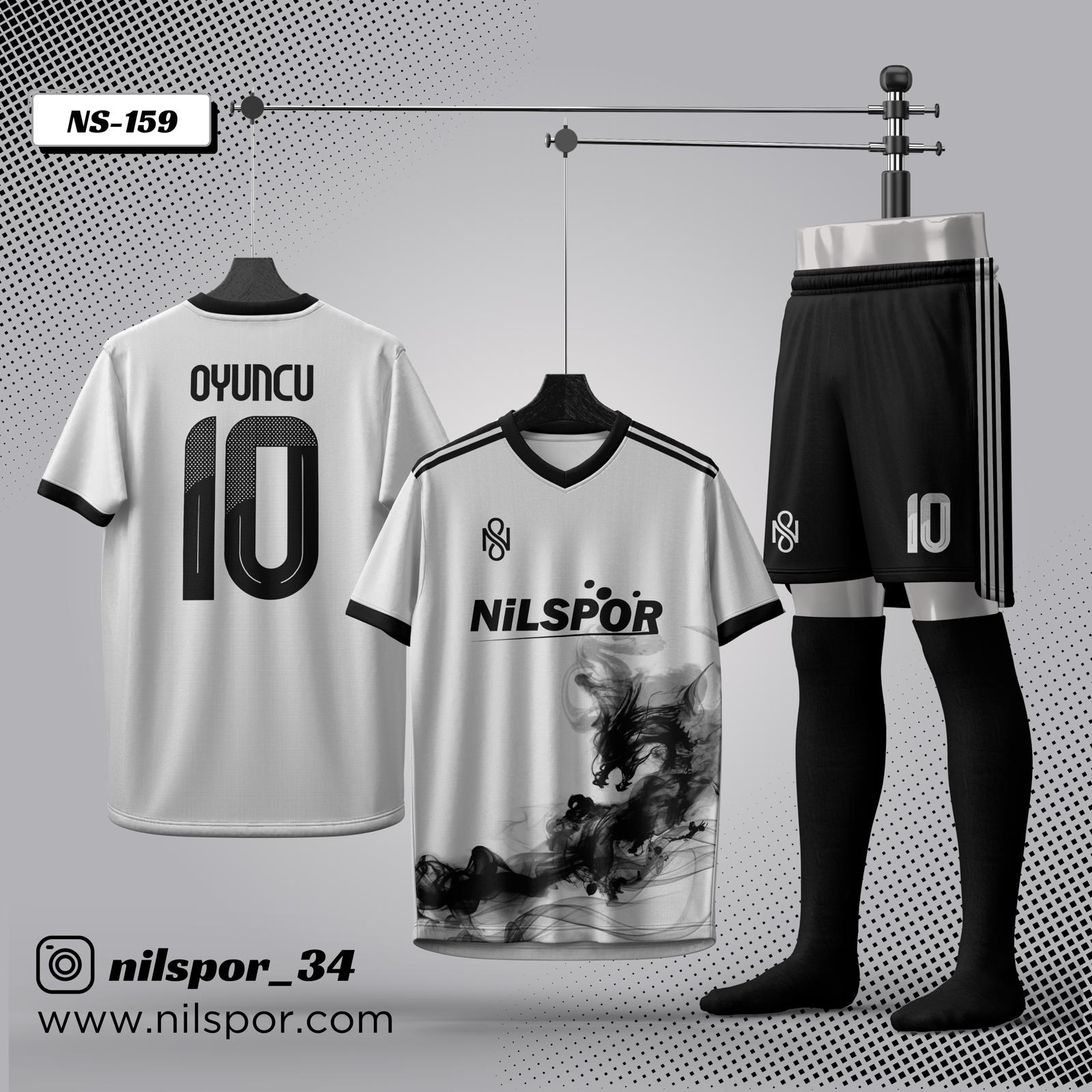 Siyah beyaz duman desenli kişiye özel futbol forması tasarımı – Nilspor forma tasarla