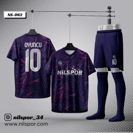 Mor lacivert premium futbol forması yaptırma modeli