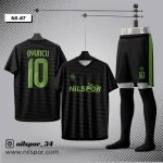 Real model siyah yeşil futbol forması yaptırma modeli