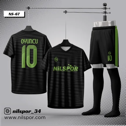 Real model siyah yeşil futbol forması yaptırma modeli