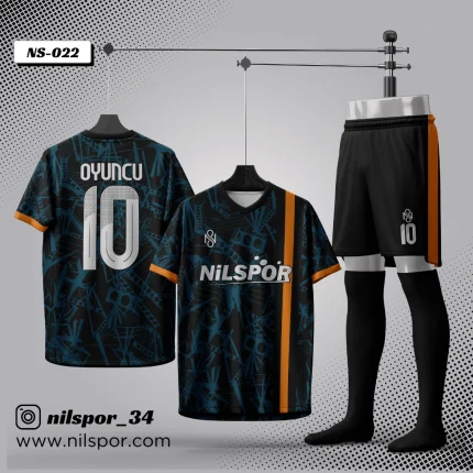 Siyah modern futbol forması yaptırma hizmeti Nilspor