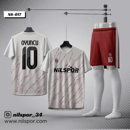 Arsenal model beyaz kırmızı futbol forması yaptırma hizmeti Nilspor