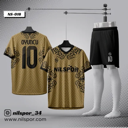 Gold siyah premium desenli futbol forması yaptırma hizmeti Nilspor