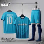 Turkuaz mavi modern futbol forması yaptırma hizmeti Nilspor