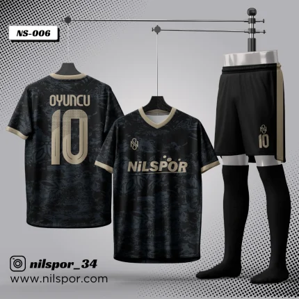 Portekiz model siyah gold futbol forması yaptırma hizmeti Nilspor