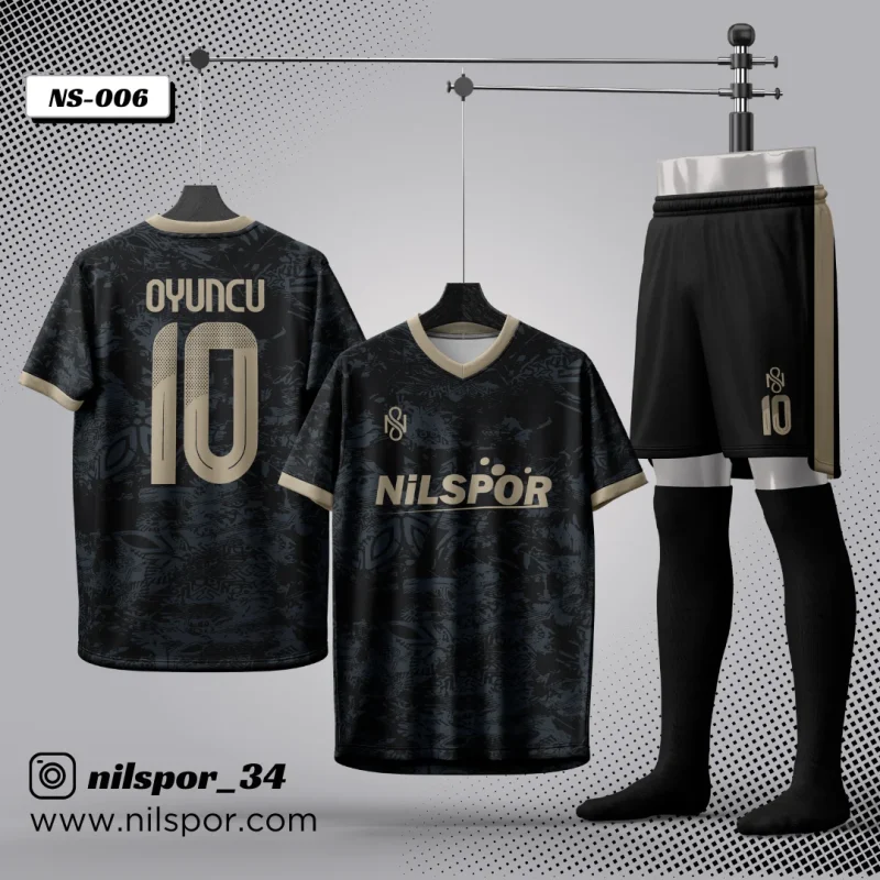 Portekiz model siyah gold futbol forması yaptırma hizmeti Nilspor