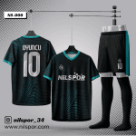 Siyah turkuaz özel tasarım futbol forması yaptırma hizmeti Nilspor