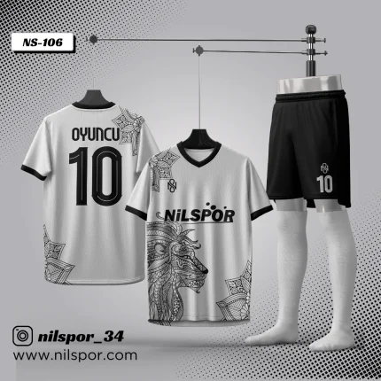 forma yaptırma beyaz aslan mandala desenli futbol forması