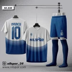 Beyaz mavi geçişli futbol forması yaptırma hizmeti Nilspor