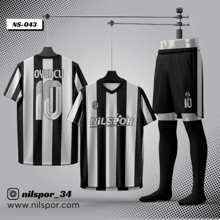 Juventus model siyah beyaz futbol forması yaptırma hizmeti Nilspor