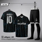 Özel tasarım siyah mavi futbol forması yaptırma hizmeti Nilspor