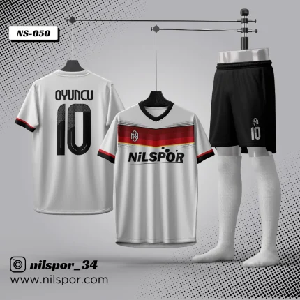 Almanya model beyaz siyah futbol forması yaptırma hizmeti Nilspor