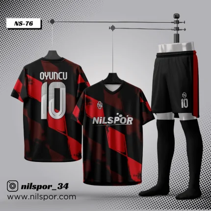 nilspor milan model futbol forması, premium siyah sarı özel tasarım forma
