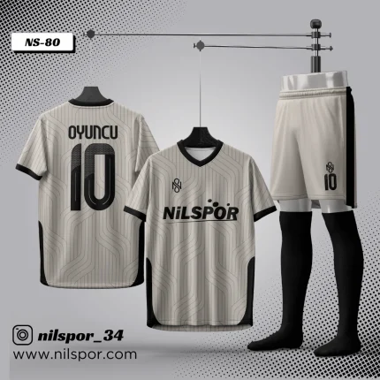 Krem siyah özel tasarım futbol forması