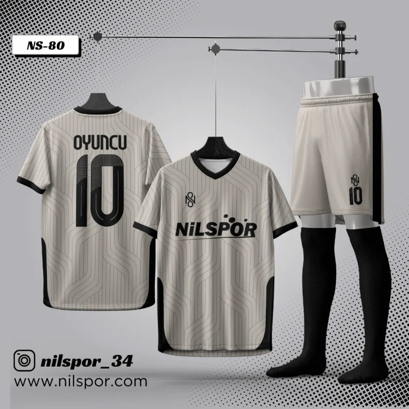 Krem siyah özel tasarım futbol forması