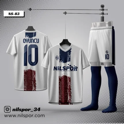 Forma yaptırma ve forma tasarlama için PSG tarzı beyaz lacivert futbol forması