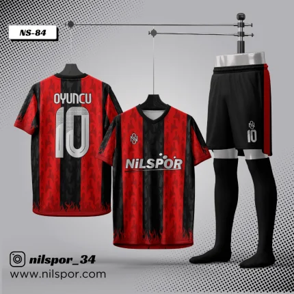 Forma yaptırma ve forma tasarlama için Milan tarzı kırmızı siyah futbol forması