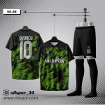 Forma yaptırma ve forma tasarlama için siyah yeşil futbol forması tasarımı