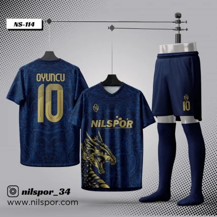 forma yaptırma dragon desenli lacivert futbol forması