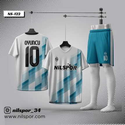 forma yaptırma beyaz turkuaz futbol forması
