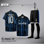forma yaptırma mavi siyah çizgili futbol forması
