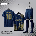 forma yaptırma lacivert altın desenli futbol forması
