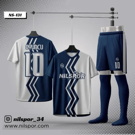 forma yaptırma lacivert beyaz çizgili futbol forması