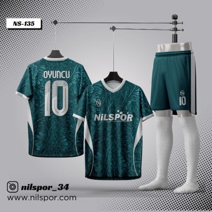 Siyah mavi şimşek desenli futbol forması yaptırma hizmeti Nilspor