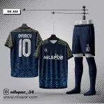Lacivert turkuaz desenli futbol forması, şort ve çorap takımı – Nilspor NS-144