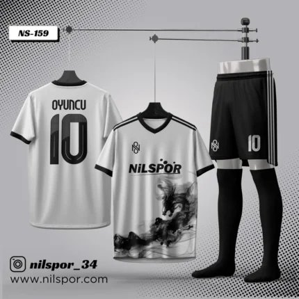 Forma tasarla siyah beyaz ejderha desenli özel futbol forması
