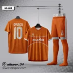turuncu özel tasarım futbol forması, şort ve çorap takımı