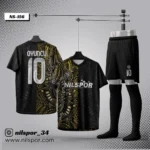 Siyah gold desenli özel tasarım futbol forması, şort ve çorap takımı – Nilspor forma yaptırma