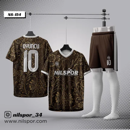 Siyah gold futbol forması yaptırma için özel desenli Nilspor forma takımı