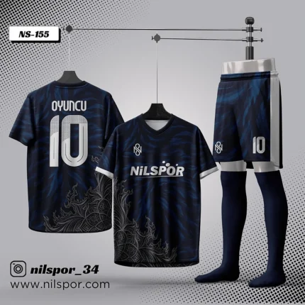 Lacivert mavi futbol forması yaptırma için özel desenli Nilspor forma takımı