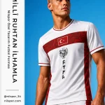 Beyaz kırmızı milli takım temalı futbol forması